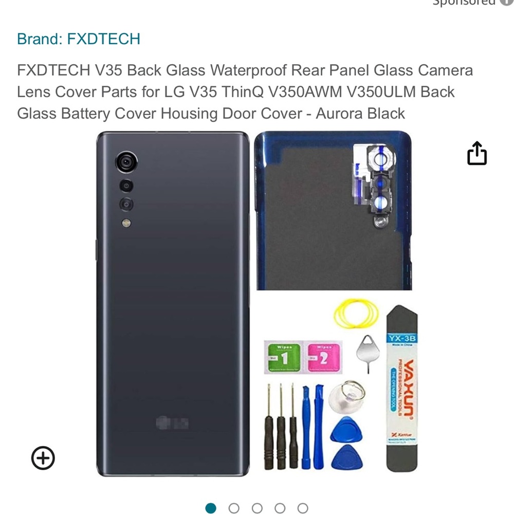 LG V35 Thin Q back glass battery cover kit